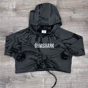 Gymshark Long Sleeve Crop Hoodie Black and Gray Marble Size XS
